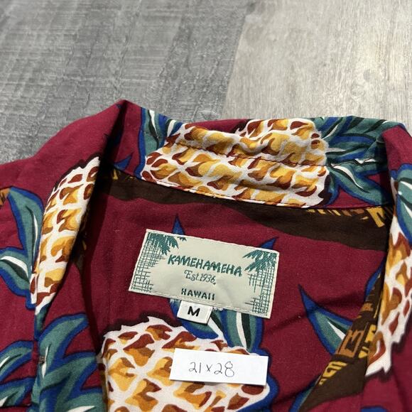Vintage KAMEHAMEHA Shirt Red Hawaiian Pineapple Camp Island Loop Collar Aloha M - Picture 5 of 5